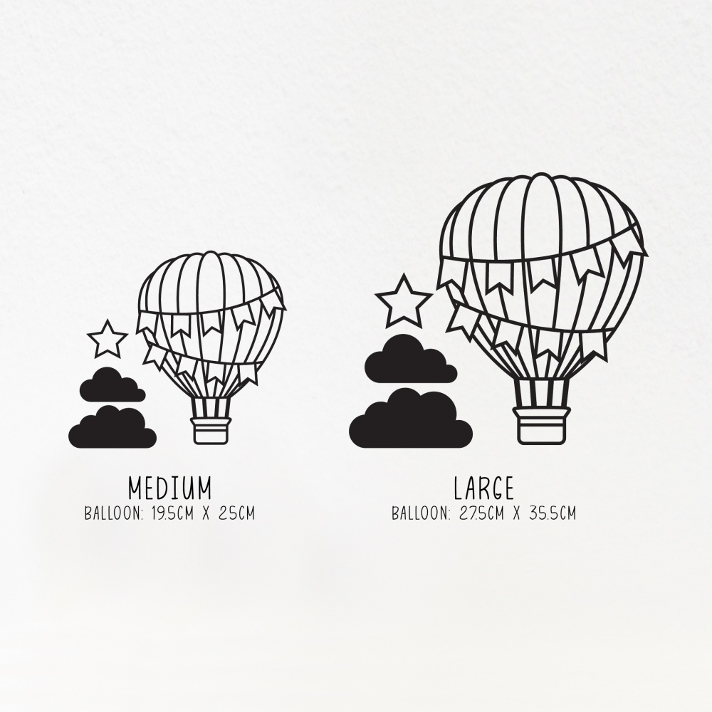 Hot Air Balloon & Star - Black Medium